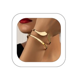 XUENMB Fashion Gold Arm Bangle Cuff Bracelet Minimalist Metal Design Double-layer Open Upper Arm Cuff Bracelet Sexy Body Jewelry for Party