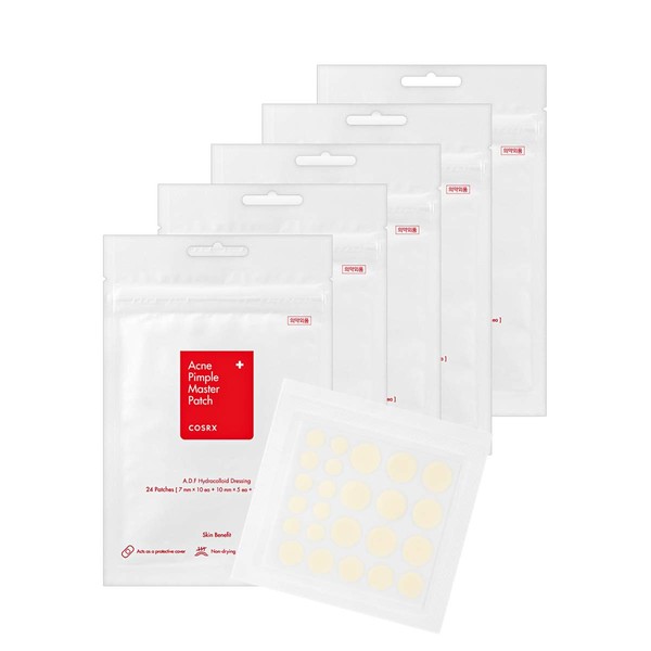COSRX Acne Pimple Master Patch 24 patches 3 sizes (5 Packs) | A.D.F. Hydrocolloid Dressing | Quick & Easy Treatment