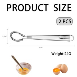 2PCS Mini Whisk,Small Whisk Stainless Steel Whisk Kitchen Manual Egg Beater Mini Spring Coil Egg Whisk Creamy Mixer Whisk Blender for Baking Cooking Milk Milk Tea