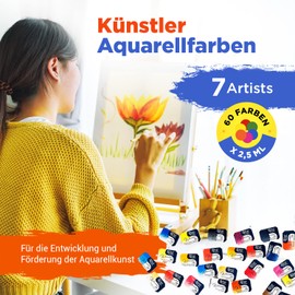 7 Artists Black Green Watercolour Paint, 1/1 Bowls, High-Quality Artists' Watercolour, Finest Artists' Watercolour Paints