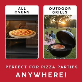 Maverick Pizza Stone with Gloves for Grill Oven 15 Inch Round Baking Stone Heavy Duty Bread Cooking Pan Thermal Shock Resistant Ideal for Making Crisp Crust Pizza Bread and More