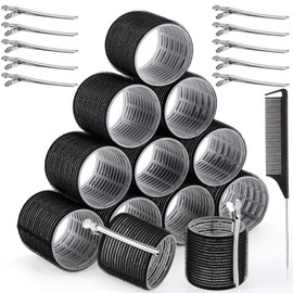 Large Hair Rollers Set, 12 Pieces 60mm Heat Free Jumbo Hair Rollers with