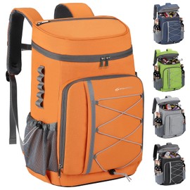 Maelstrom Cooler Backpack,50 Can Backpack Cooler Leakproof,Insulated Soft Cooler Bag,Camping Cooler,Beach Cooler,Ice Chest Backpack,Lightweight Travel Cooler Lunch Backpack for Hiking,Shopping,Orange