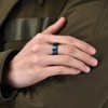 King Will Hammer 8mm Blue Hammered Tungsten Carbide Ring Black