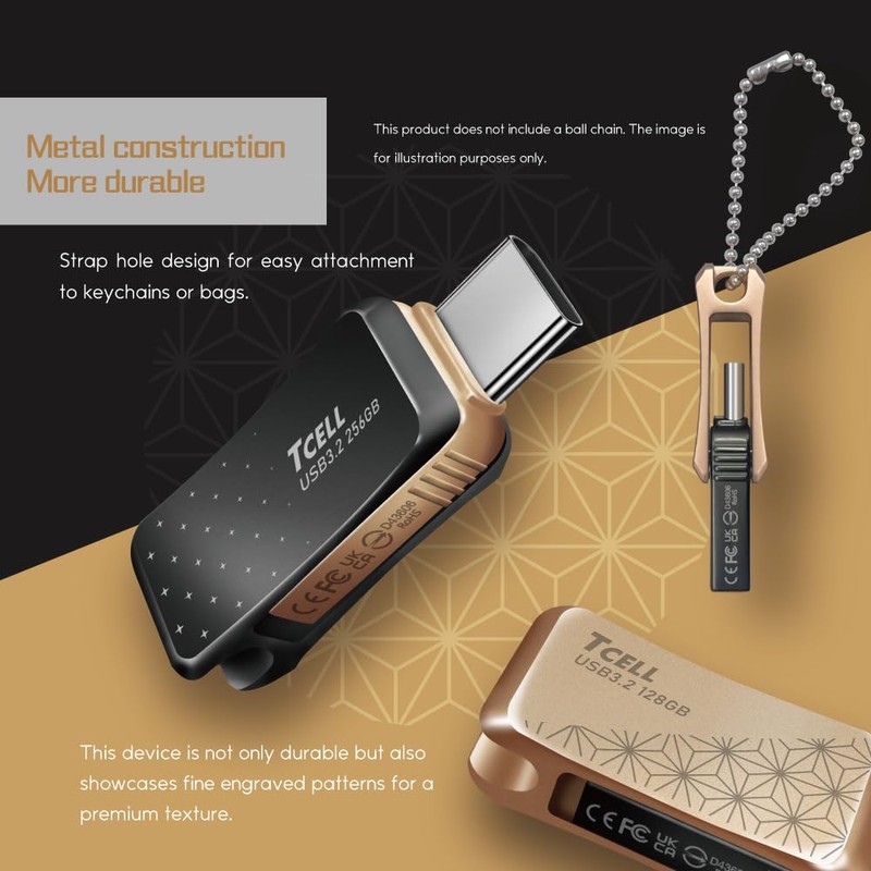 TCELL High Speed Dual Flash Drive with Zinc Alloy Design,Starry