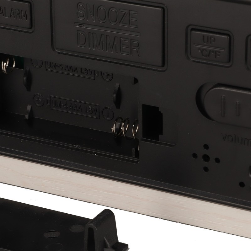 Digital Wooden Alarm Clock Wireless Charging Weekend Mode Dual Alarm