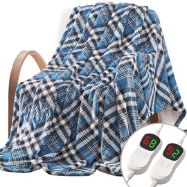 Homemate Electric Blanket Heated Queen Size - 84“x90“ Ultra Soft Cozy Flannel Heating Blanket with 10 Fast Heat Levels 8 Hours Auto Off Over-Heated Protection ETL Certification Keep Warm in Home