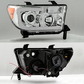 AKKON - For 2007-2013 Toyota Tundra | 2008-2017 Sequoia SMD LED Tube Projector Headlights Replacement Pair Set