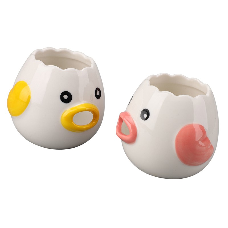 2pcs Egg Separator Ceramic Chicken Shaped Egg Yolk White Filter