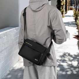 WYNDLOW Crossbody Bag for Men Crossbody Shoulder Purse Small Nylon Purses Messenger Bag Casual Satchel Travel Bags(Black)