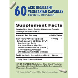 Nature's Truth Raw Flora Probiotic with Prebiotics | 50 Billion CFU | Daily Digestive Capsules | Vegetarian & Gluten Free Supplement for Men and Women | by Nature's Truth