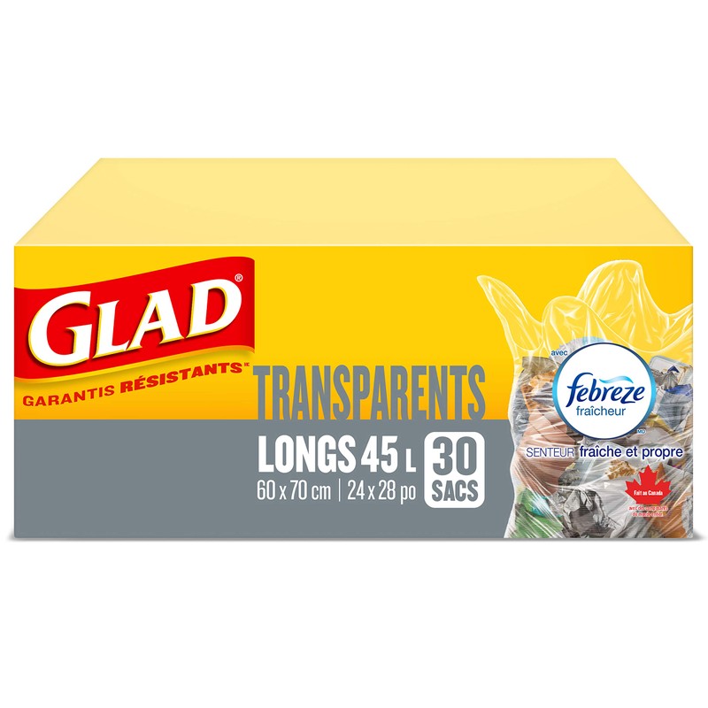Glad Clear Garbage Bags - Tall 45 Litres - Febreze