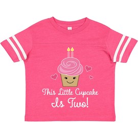 inktastic 2nd Birthday Cupcake Girls Cute Toddler T-Shirt 2T Football Pink and White 26bb2