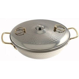 Kotobuki Traditional Japanese Stainless Steel Shabu Pot, Silver