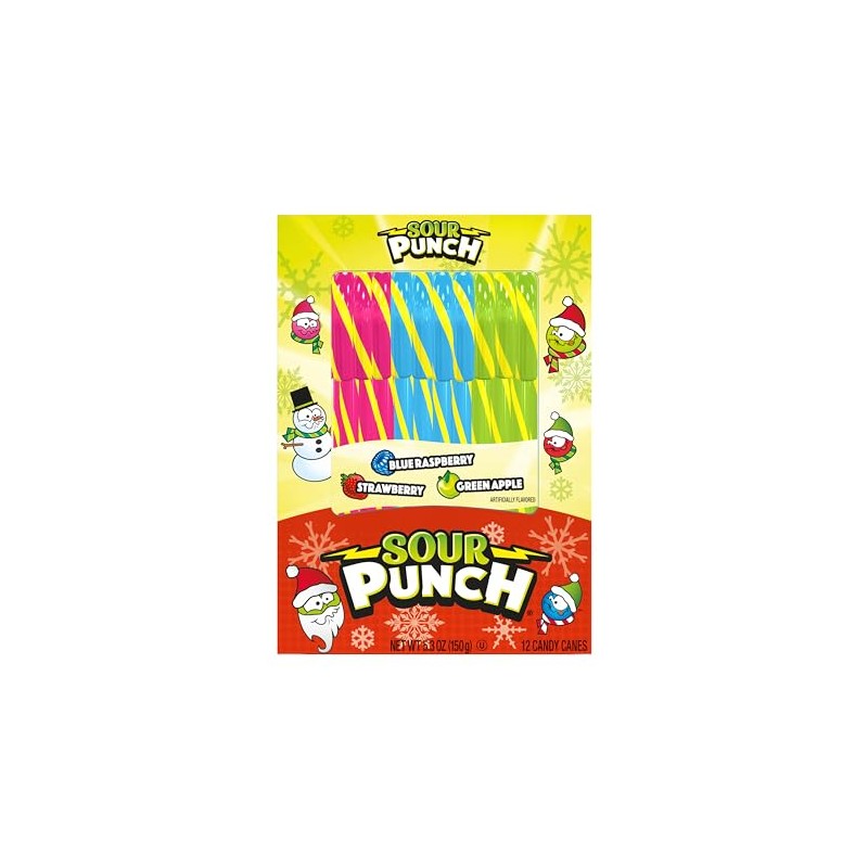 Spangler Candy Canes, Sour Punch, 12Ct box 5.3oz Ounce