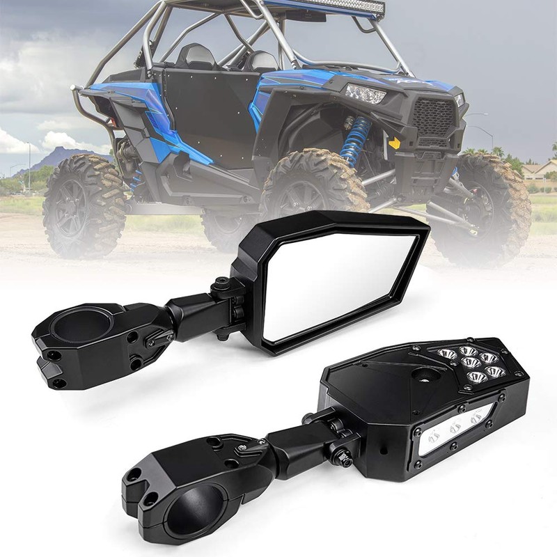 Aluminum UTV Side Mirrors With Led Rock Lights, Left Right