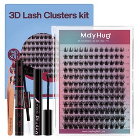 Mayhug Eyelash Extensions Set, Lash Extension Set, 144 Pieces, 3D Eyelashes, 8-18 mm, 48-72 Hold Hours, Waterproof Bond & Seal Eyelash Glue, 5 ml Eyelash Glue Remover, Eyelash Tweezers (Spectra)