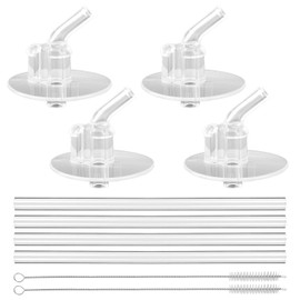 BOXOB 4pcs Replacement Clear Straws for Thermos Funtainer 12 oz Bottles, Kids Toddler Water Bottle Lid Replacement Parts with Cleaning Brushes Compatible with Thermos F401 & F410 Models