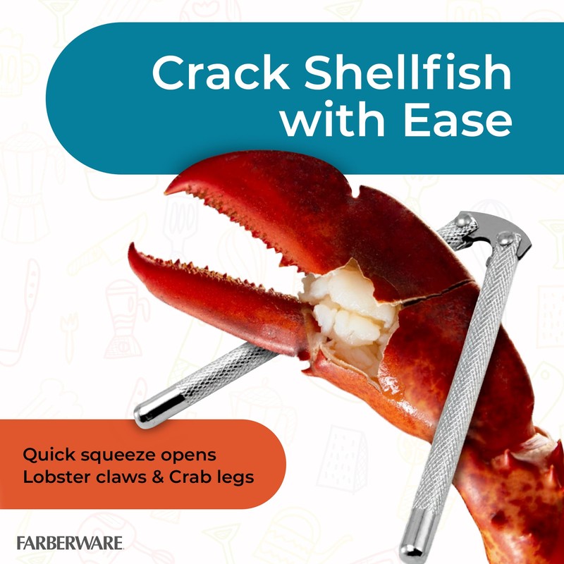 Farberware 3-Piece Seafood Nutcracker Set, Stainless Steel Shell Cracker &