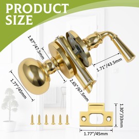 Hicarer 1 Pcs Solid Brass Storm Door Latch Storm Screen Door Latch Screen Doors Handle Storms Handle Replacement Lock Screens Hardware (Polished Brass)
