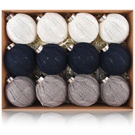 Navy Blue Christmas Tree Ornaments - Large 3.15 inch Shatterproof Christmas Balls for Winter Holiday Decorations - Crochet Knitting Xmas Bulbs Bulk for Festive Decor - 80mm Pack of 12