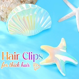 Gortin Starfish Claw Clips Acrylic Seashell Hair Clip Large Hair Claw Claw Clips Hair Accessories for Women (Green, Free size)