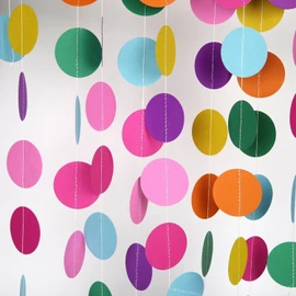 2pcs Paper Garland Colorful Rainbow About 8m / Birthday Wedding After-Party Event Decoration Decoration Interior Birthday Wedding Decoration Kindergarten Nursery Decoration Photography Tools Background(4 Meters Length per Piece) (Round)