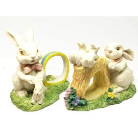 Home For ALL The Holidays Bunny Family Poly Resin Napkin Ring Set/2