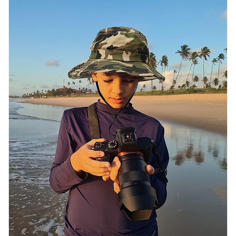 Kids Camo Sun Hat Boys-Camouflage Bucket Fishman Hat Packable
