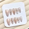 RIICFDD Handmade Fake Nails Medium Almond Nails with Glue,Nude Press