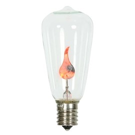 Vickerman ST40 Incandescent Clear Flicker Flame E17 Medium Base Bulb, Brass Base, UL, 120V, 1 Watt/Bulb 10 Pack