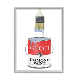 Stupell Industries Diamond Paint Fashion Pop Container Designer Glam Red, Designed by Amanda Greenwood Gray Framed Wall Art, 24 x 30, White