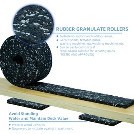 CCLIFE Patio Pads Roll 2 m Building Protection Mat Rubber Granulate 50 x 6 mm Waterproof Non-Slip Shockproof Noise Dampening