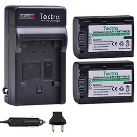 Tectra 2Packs NP-FV50 Battery + Charger Kits for Sony NP-FV30 NP-FV40 NP-FV50 NP-FV70 NP-FV100 & Sony Handycam HDR-CX380 430V 900 580V 760V HDR-PJ540 650V HDR-PV710V 790V 810 HDR-TD30V FDR-AX100 DCR-S