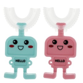 Baluue 2 Piezas cepillo de dientes en forma de u el primer cepillo de dientes del bebe u tipo limpiador bucal limpieza teeth cepillos de dientes Limpiador de dientes Mano