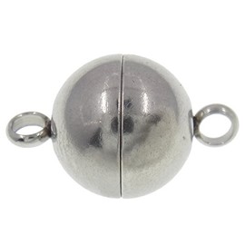 M410 Magnetic Clasps, 12 x 6 mm, Round Brass Chain Clasps, Clasps, Connectors, Jewellery Clasps, Magnetic Clasp for Jewellery Accessories, Chain, Bracelet, DIY, Silver, Pack of 5