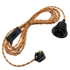 Vintage Pendant Light with Plug Industrial Plug in Hanging Light Kit with On/Off Switch 510CM Fabric Cable Pendant Light Ceiling Lighting Fitting E27 Lamp Holder Suspended Kit for Bedroom Courtyard