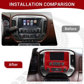 PDKLIN for Silverado Center Dash AC Control Panel Trim Cover for Chevy Silverado GMC Sierra 2014-2018 Red Interior Accessories