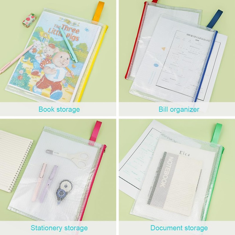 OFFCUP Document Bag A5, Pack of 5 Waterproof Zip Pockets,