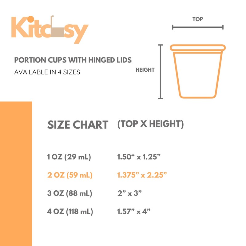 Kitchsy [Pack of 50 Leak-Proof Plastic Condiment Souffle Containers with