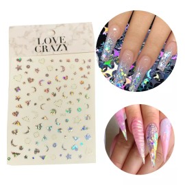 Love Crazy Sticker Pegatina Uñas Nail Art Figuras Tornasol Plantilla