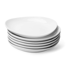 Sweese Porcelain 7.8 Inch Dessert Plates Set of 6 - White Salad Plates, Appetizer Plates, Small Plates - Dishwasher, Microwave, Oven Safe, Smooth Glaze, Scratch Resistant