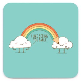 Brainbox Candy - Funny 'Happy Clouds Coaster' - Small Gift Ideas For Him Her - Friends Birthday - Housewarming Present - New Home Gift - Funny Gifts For Women Men