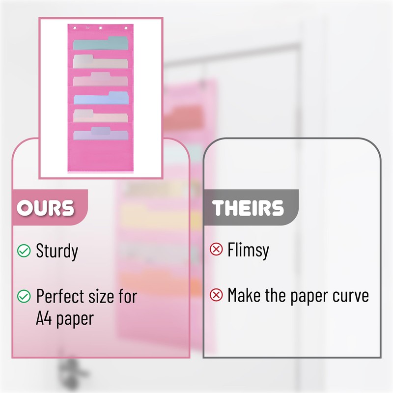 Mr. Pen Fabric Hanging-Wall File Organizer, Pink