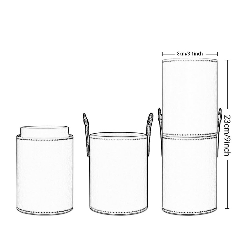 Makeup Brush Holder Leather Travel Portable Brushes Storage Case (White)