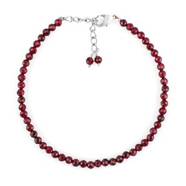 GEMKORA Natural Real Rhodolite Garnet Crystals Bracelet, 3mm Best Grade Micro Cut Beads, Chakra Healing Gemstone, Beautiful Simple Jewelry, Silver Plated Jewelry 7+1 inch