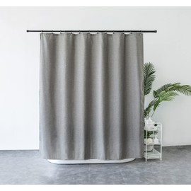YEVDA Top Linen Fabric Shower Curtain 240 x 200 cm Waterproof Anti-Mould for Bathroom Grey 180 x 200 cm