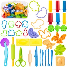 Dough Accessories Kneading Tool Set, 42 Pieces Shape, Scissors, Dough Roller with Storage Bag, Dough Accessories Play Set for Children, Toddlers, Boys, Girls