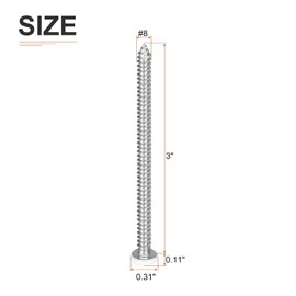 DTGN #8x3" White Screws 10Pack - 304 Stainless Steel Pan Head Phillips Sheet Metal Screw Self-Tapping Screw Wood Screws