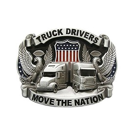 Schnalle123 Belt Buckle Trucker Truck Driver America 3D Look for Change Belt Buckle Buckle Model 76, silver